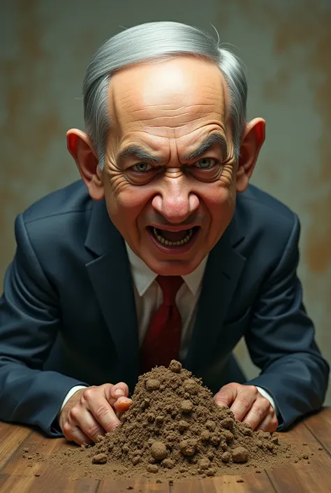 Benjamin Netanyahu eats pig dung