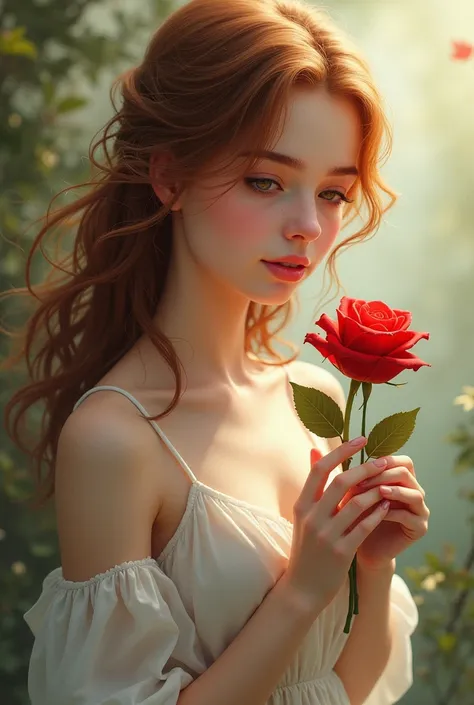 A girl with red rose 