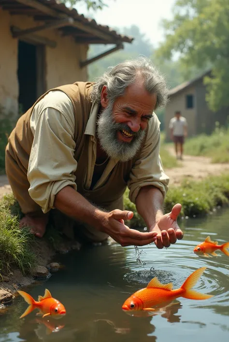 Poorman having fun with fish