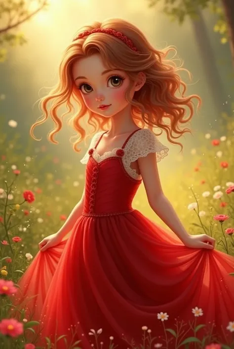 A girl with red dress 