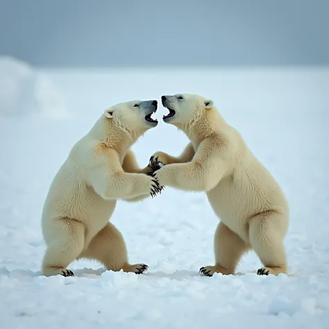 polar bears are fighting,