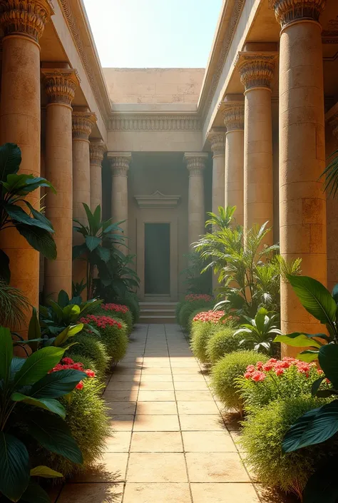 Background, ancient egypt, courtyard, garden, lights effects, no people, open area