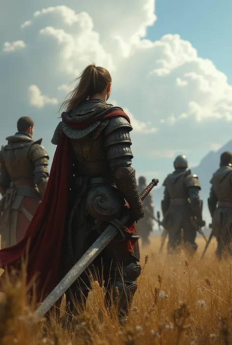 a close up of a group of post apocolyptic people standing in a field, 3rd person action-adventure RPG, front cover of a new video game, high detailed official artwork, d & d character revealed, set in the world of guildwars2, medieval fantasy game art, off...