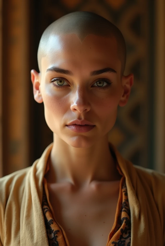 Beautiful bald head actress elizabeth olsen ,shaving her head bald in tirupati temple 