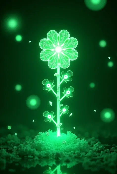 K pop lightstick light green with flowers and with the name p-crystal green in the shape of a flower
