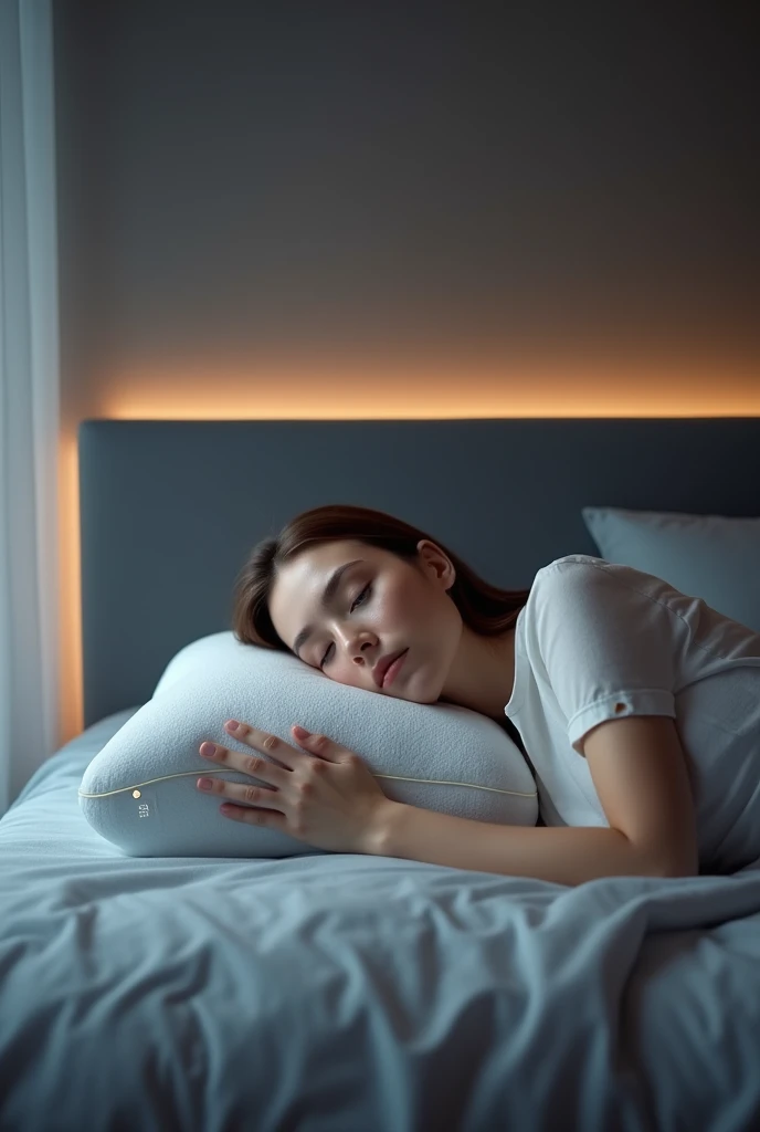 person sleep on smart pillow product
