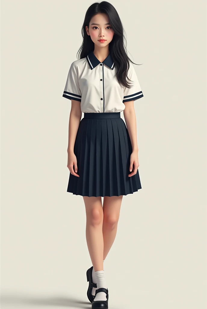 Thai girl,Thai school uniform,full body photo,Realistic images,high definition