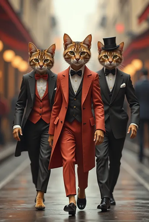 Fashionable cats stylish attire 
