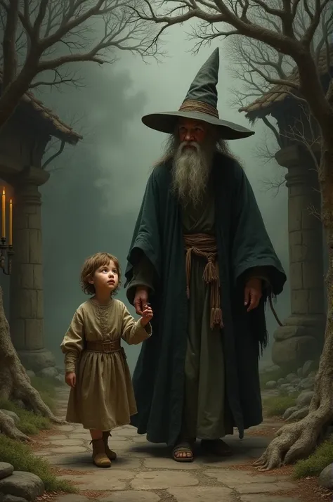 Kid following a witch paintings style
