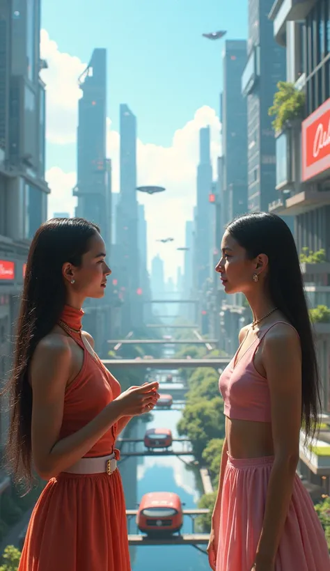 Future City、Two young women、chatting