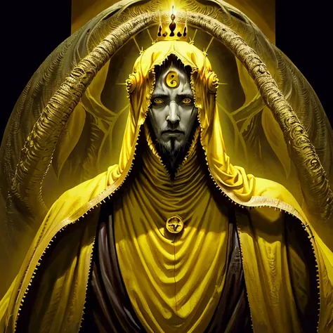 a painting of hastur the king in yellow, yellow-robed, king in yellow, hastur the king in yellow, , portrait of hastur the king ...