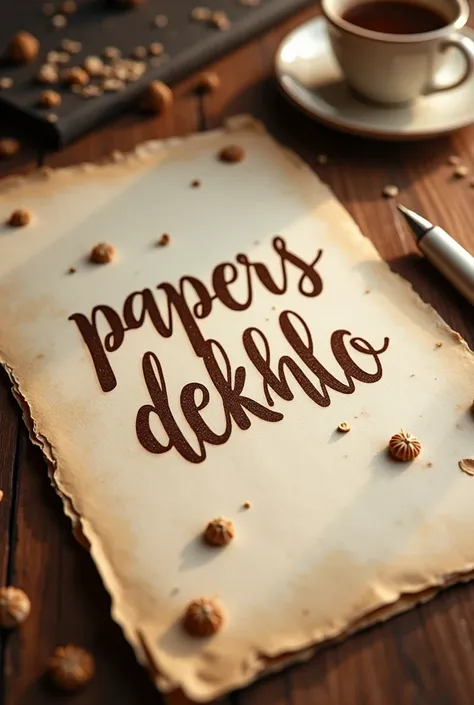 In a paper are written papersdekhlo in Cadbury font style. It should be feel personal , hooking , creative , catchy , different and remeber it is just one word papersdekhlo 