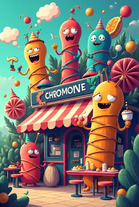 Chromatins and chromosomes as the recipe for my restaurant in cartoon style