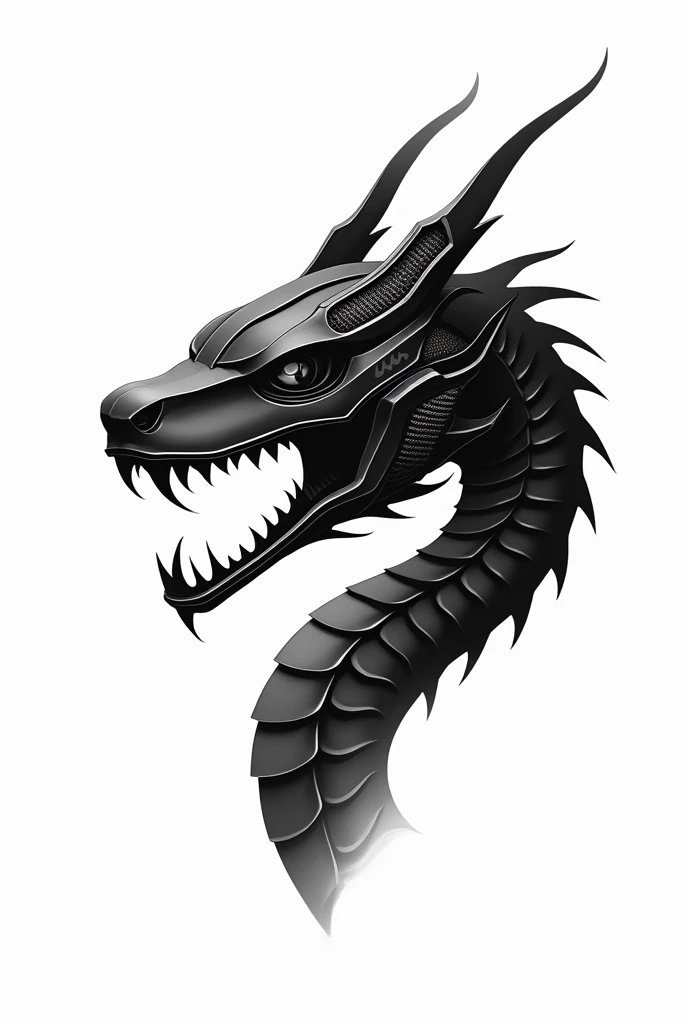 Create a icon, white background, black subject, a serpent head wearing helmet, side view, show the serpent head