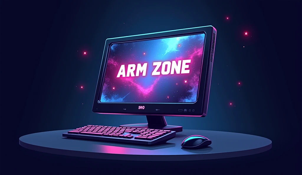 Design a logo for a gaming YouTube channel called Arm Zone where you will see a computer with that channel open 