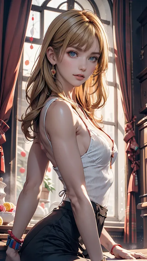 Lost Front Full Frame, Realistic details, Stanley Artjam Lau, Candy on the wrist, French Canadian, Norwegian, Irish, Blonde, skinny, small, thin, small, hot, blue eyes, Hourglass Shape, 54, 8k yen, 4k yen, Beautiful lighting, cute, Innocent