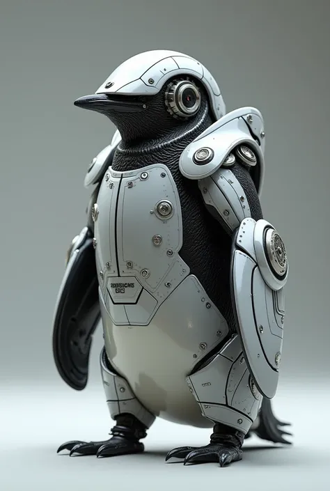 Penguin with transformers costume and helmet in standing 