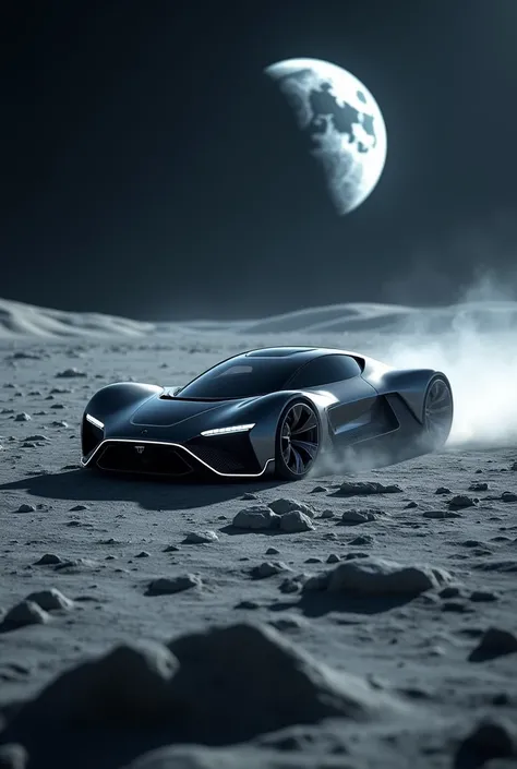 A car running in moon