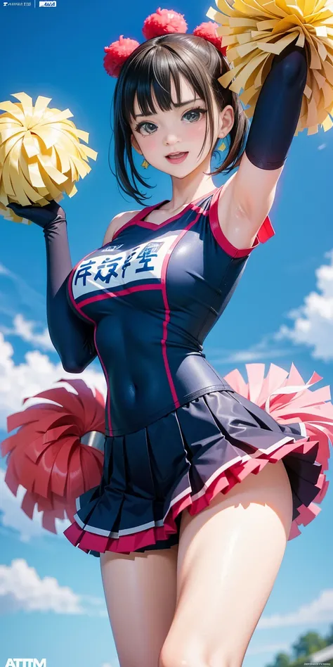 Anime girl in cheerleader costume with pom-poms, Extremely detailed ArtJam, CGTacing Trends:, ArtJam and Atey Ghailan, artstation pixivでトレンド, Ilya Kuvshinov. 4000 people, High quality fan art, ig model | ArtJam, [ CGSeteration Trends ]!!, CGTastation Trend...