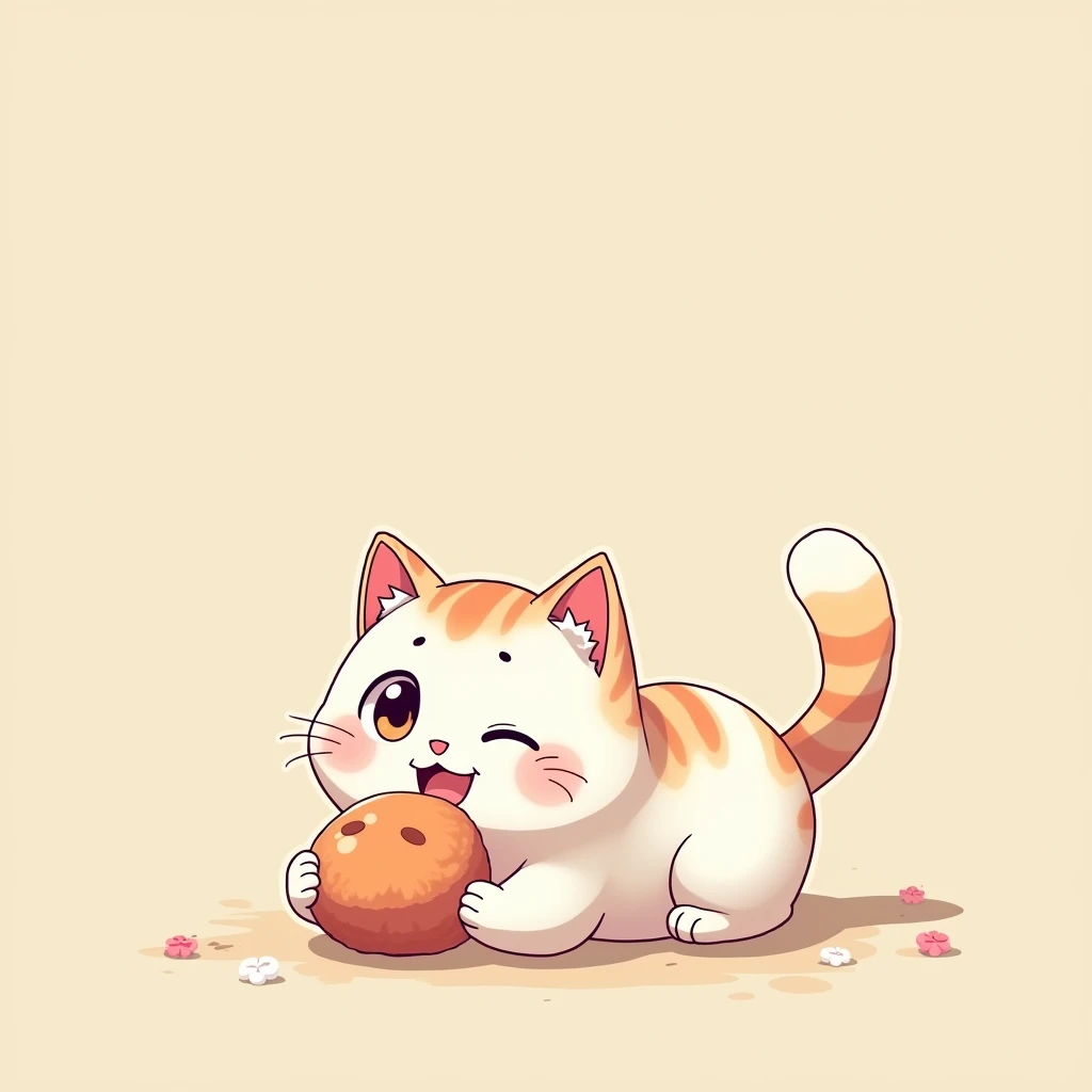 Anime cat eating mochi , Bottomless Something Simple

