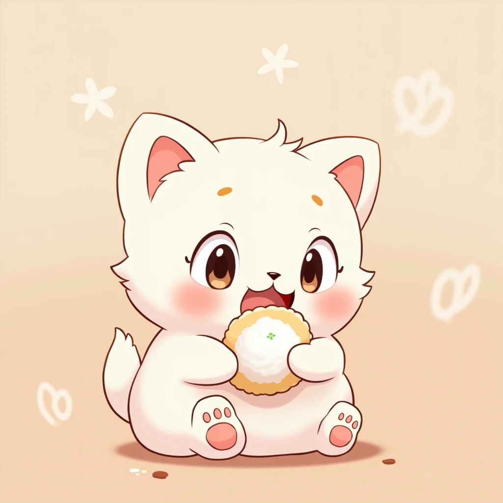 Anime cat eating mochi , Bottomless Something Simple

