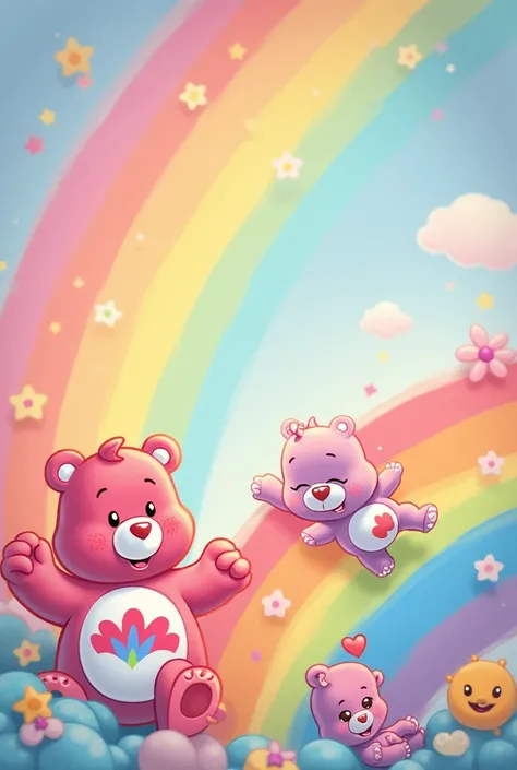 Care bear wall paper with rainbow