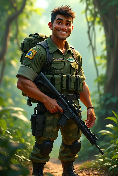 Get inspired by Disney Pixar characters and create a Brazilian army soldier in camouflage clothing