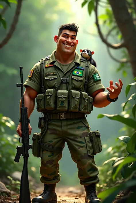 Get inspired by Disney Pixar characters and create a Brazilian army soldier in camouflage clothing
