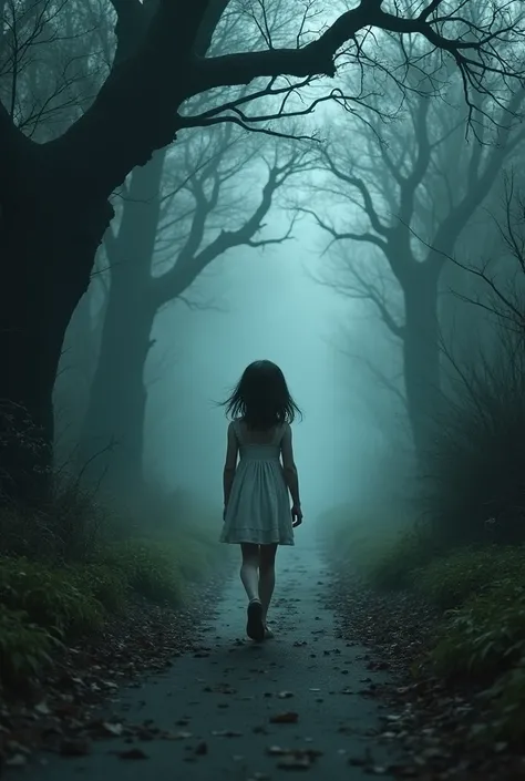 A girl has  state here and she also walking alone a spookie Road and she also scared