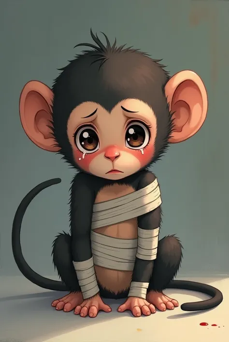 monkey anime injury lovely bandages cry unhappy