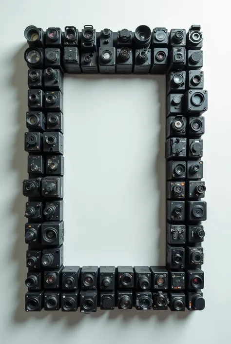 Rectangular picture frame made of many small photo cameras