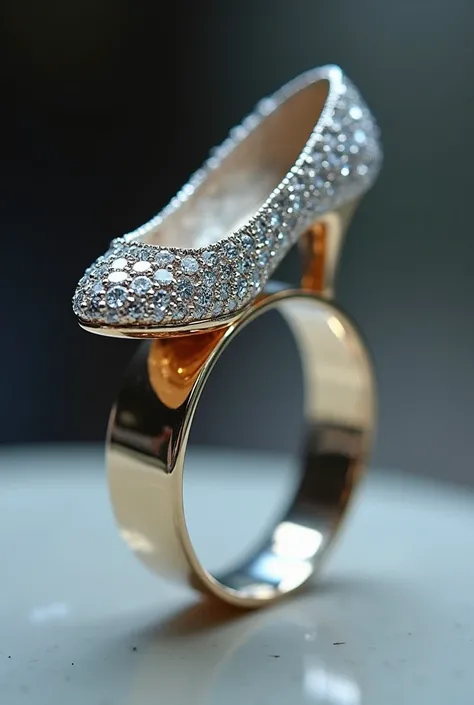 A Ring with Dimond Shoe On it