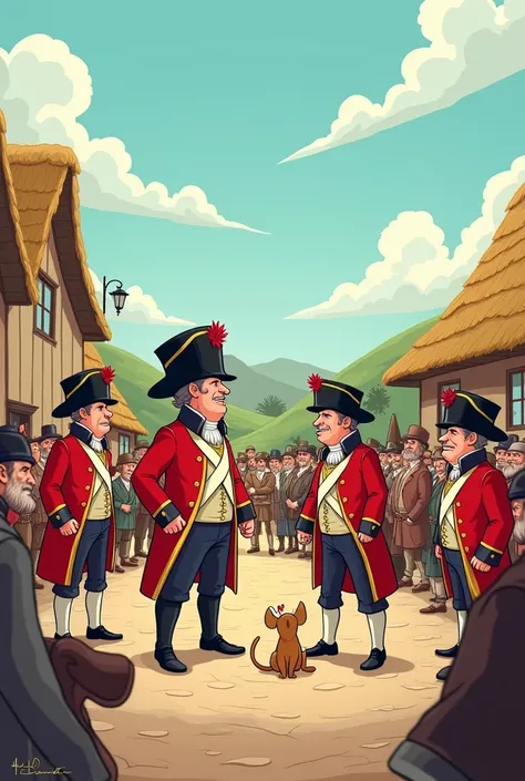 An easy animated cartoon drawing depicting the English being authoritarian against the colonists 