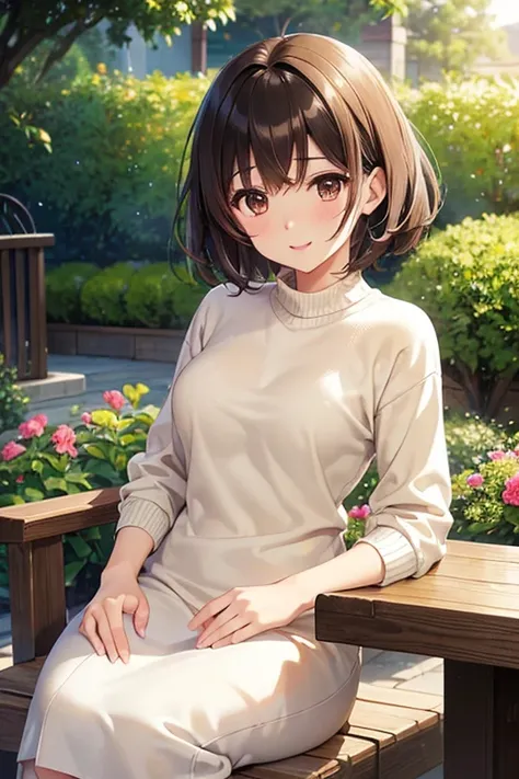 anegasaki nene、Shiny brown hair, short hair, (Beautiful brown eyes、Sparkling eyes, Fine grain)、smile、Ultra-detailed eyes、Highly detailed face, Highly detailed eyes,


Tabletop, Highest quality, And soul、And soulイラスト風, Laughter、Cream colored sweater、garden、...