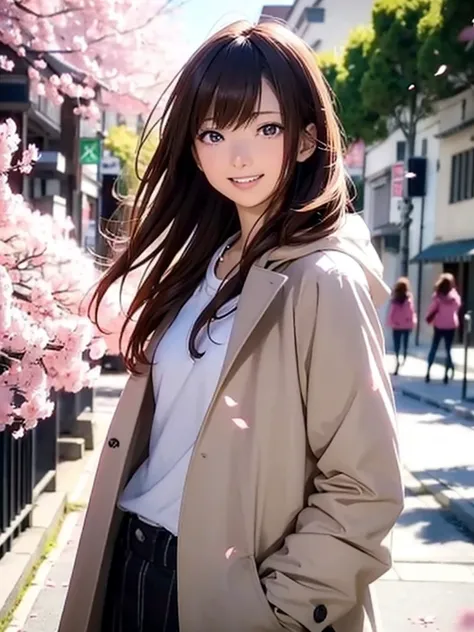 High resolution, 8k, Highest quality, detailed, Semi-realistic anime, Anime 3D Style, Smooth anime CG, One Girl, A 20-year-old Japanese woman, slim, Modeled, Shiny brown hair, detailedな顔, Beautiful and detailed, Glowing Skin, Hard Focus、Film Grain, Soft li...