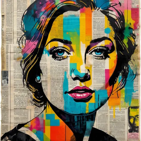 (ink on newspaper in the style of loui jover:1.5), naples, vesuvio, envision an art movement where portraits capture the subject...