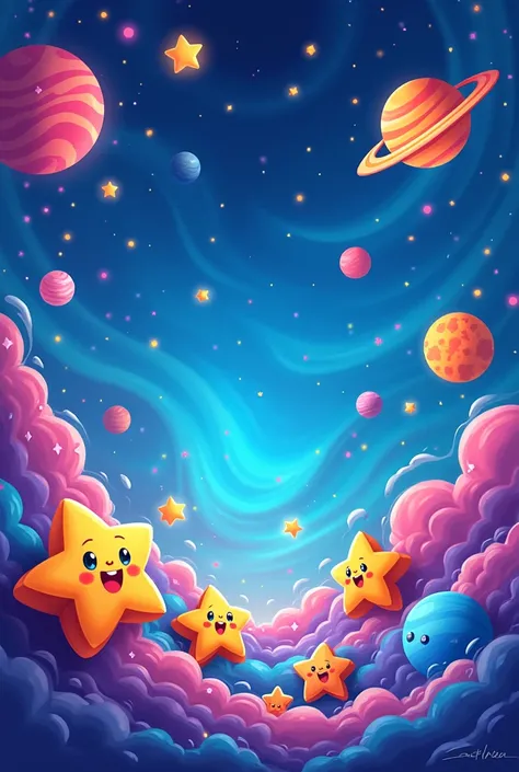 a background for a banner with cartoonish galaxy theme