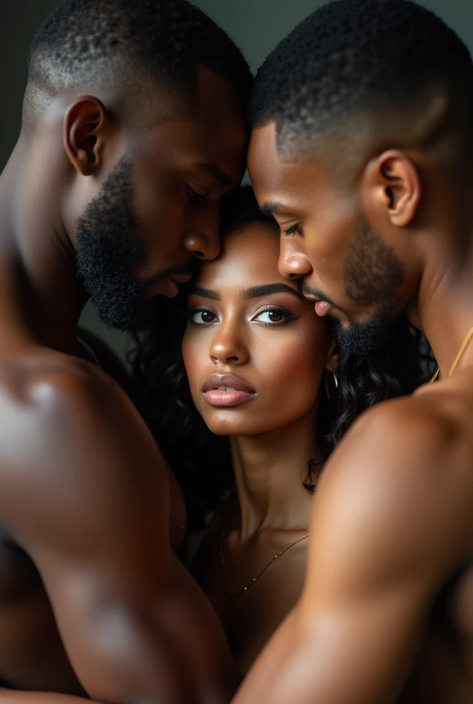 Two black men penetrating a white woman 