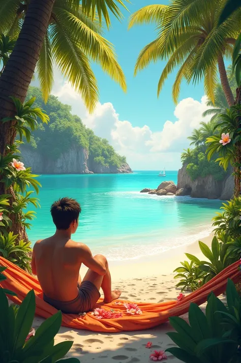 Create a good morning image with a paradise setting 