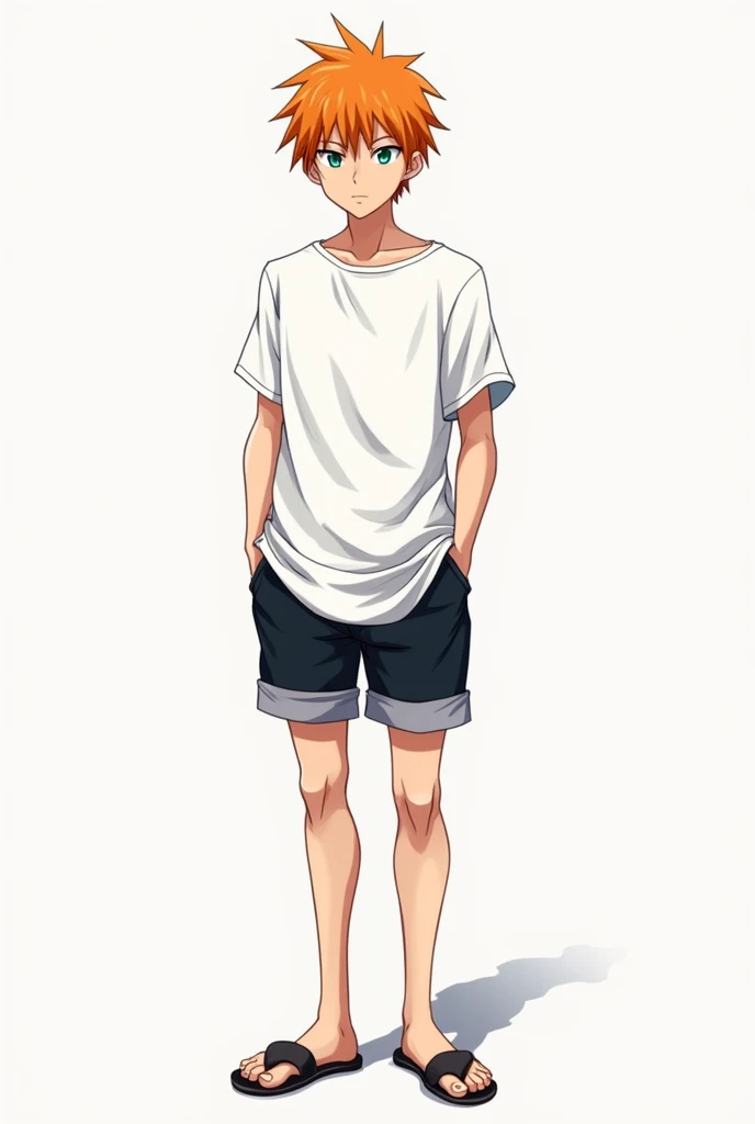 ichigo kurosaki outfits casual white t-shirt with short bottomless shorts and 2d