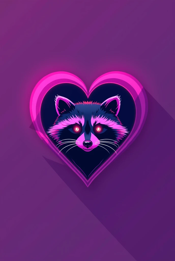 (purple heart and raccoon head:1.1), tattoo art, minimalist, logo design, vector design, vector art, center, (bright Eyes:1.1), flat color, luz synthwave, Line art, Hard scheme, high quality, high detailed,