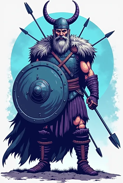 (Viking covering himself with a shield from a rain of arrows:1.1), tattoo art, minimalist, logo design, vector design, vector art, center, flat color, luz synthwave, Line art, Hard scheme, high quality, high detailed,