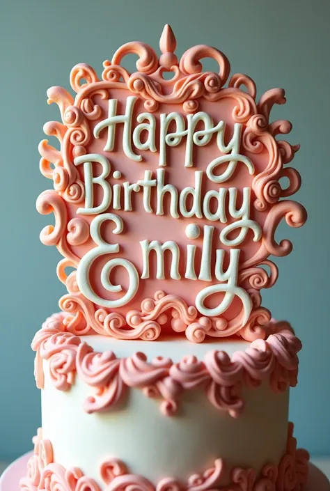 Topper de bolo, written happy birthday emily