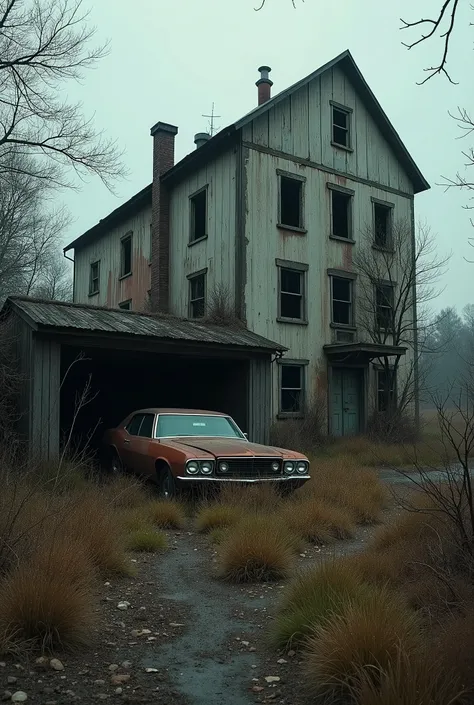 Take stunning photos that showcase the haunting beauty and historical significance of forgotten places, a factory, shed with an old car