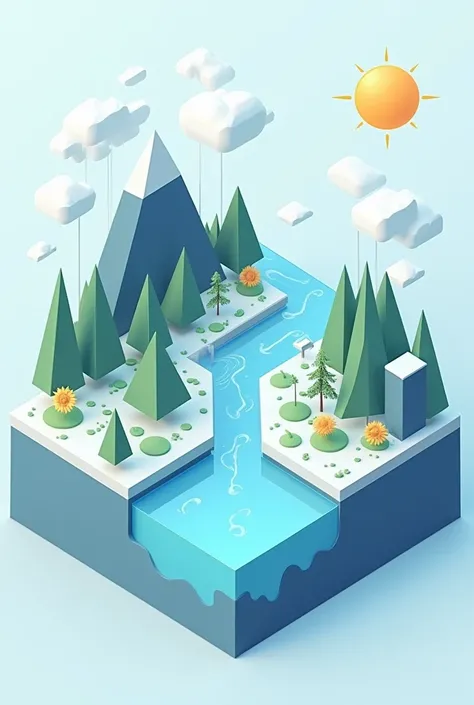 Isometric hydrologic cycle graphics
