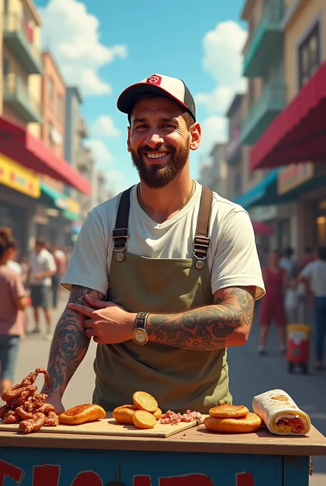 Messi as a street food business man.