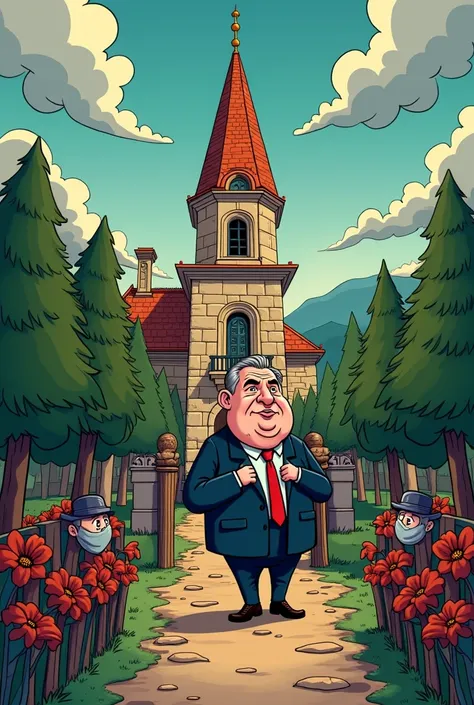 Lets create a cartoon about a historical park in Bulgaria, where the boss has an obsession with grandeur and his subordinates are ready to die for him, regardless of the fact that he manipulates them financially by taking their money, lying to them about h...