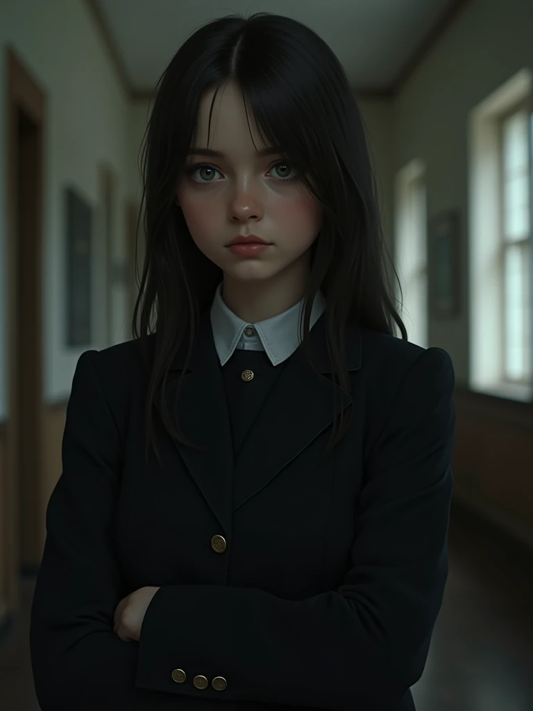 russian teen wearing black school uniform