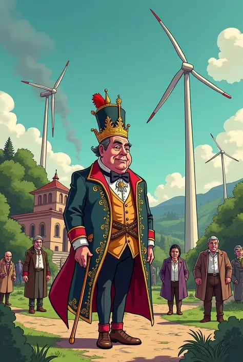 Lets create a cartoon about a historical park in Bulgaria, where the boss has an obsession with grandeur and his subordinates are ready to die for him, regardless of the fact that he manipulates them financially by taking their money, lying to them about h...