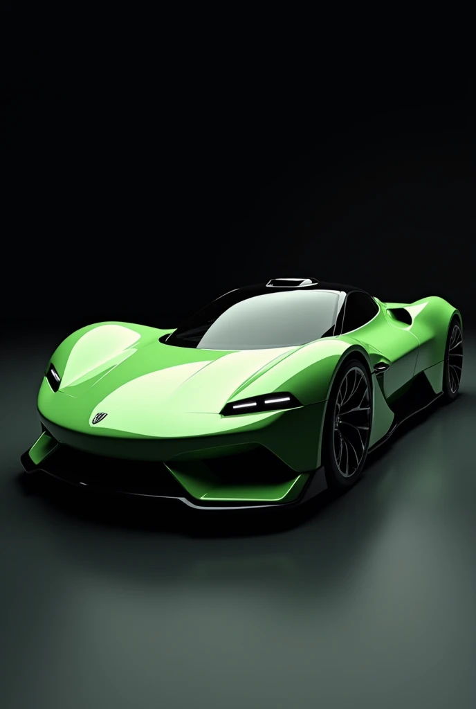  Car with (green and white colour body) and background black colour 